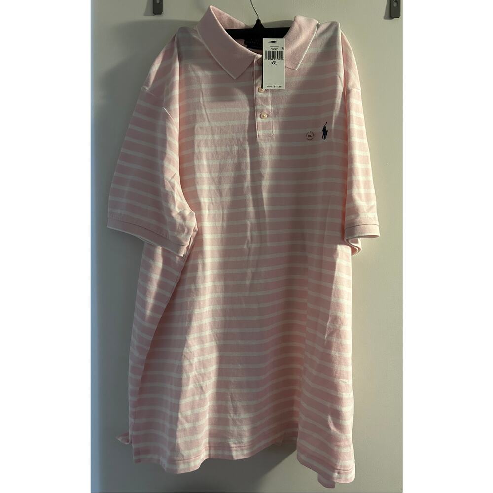 Ralph Lauren Short Sleeved Polo Shirt - Size XXL Pink & White Striped